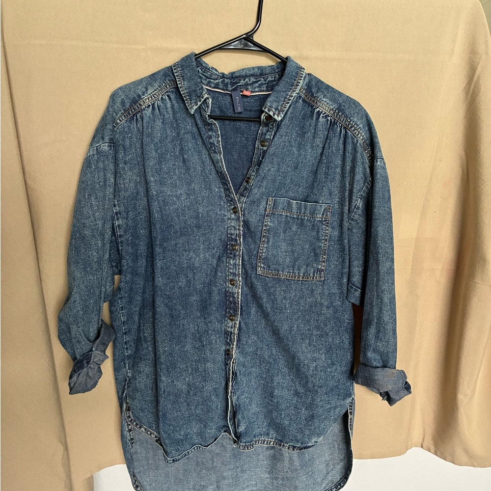 Pilcro Denim Blue Casual Button Down Shirt